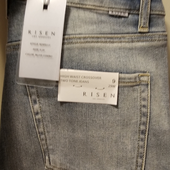 RISEN High-rise Crossover 2-tone Jeans - Picture 10 of 13